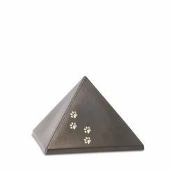 Völsing Tierurne Pyramide | Einfarbig | Vier Goldene Pfötchen | Urne Mit Perlmuttschillernder Oberfläche