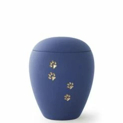 Völsing Tierurne Siena | Einfarbig | Mit Goldenem Pfötchen | Urne Mit Samtoberfläche